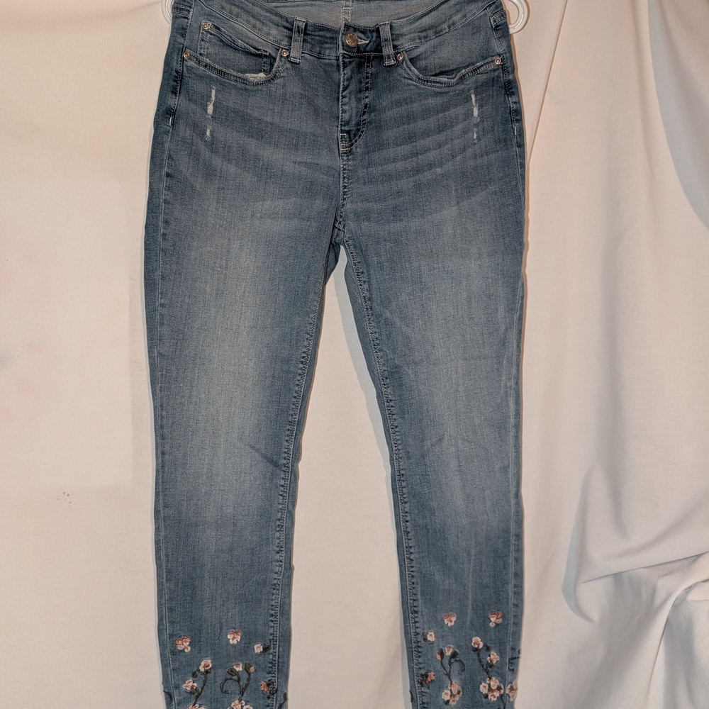 MIA Light Blue Floral Embroidered Jeans